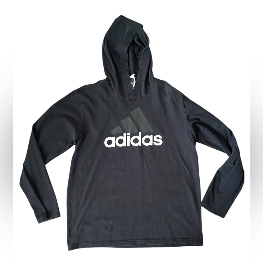 Adidas Men’s Black Pullover Hoodie Sweatshirt Logo Long Sleeve Size Large